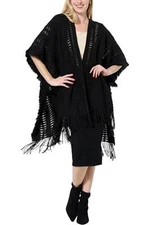 Antthony Fringe Sweater Topper Black