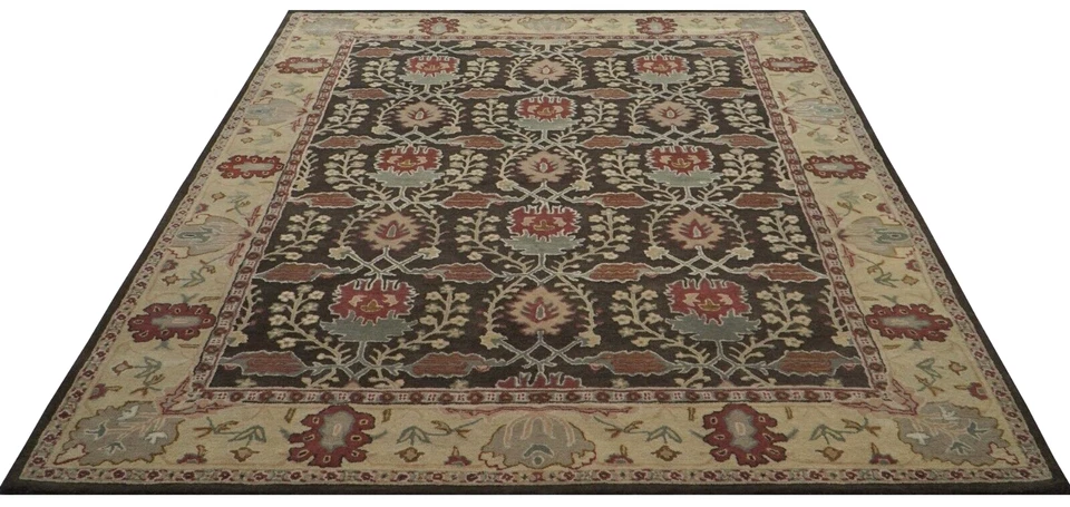 PB Brandon Brown Hand Tufted 100% Wool William Morris Area Rug | Custom Wool Rug - Image 3 of 4