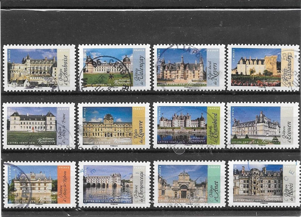 FRANCE 2015 ARCHITECTURE DE LA RENAISSANCE. SERIE DE 12 TIMBRES AA CACHETS ROND - Photo 1/1