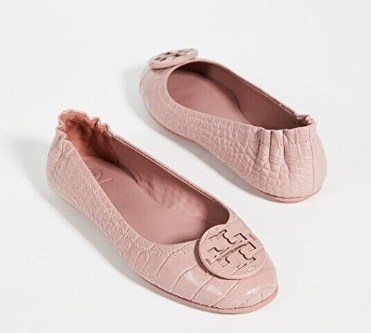 NEW Tory Burch MINNIE Travel Rosa Ballet Flats Logo Pink NEW Tory Burch MINNIE Travel Rosa Ballet Flats Logo Pink