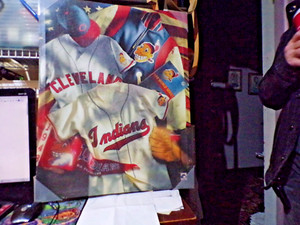 CLEVELAND INDIANS CHIEF WAHOO CANVAS 10.5"X13.5" HIGH QUALITY PRINT WOOD FRAME