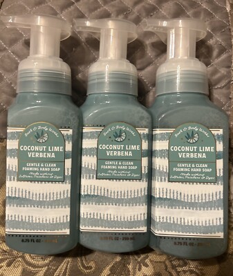 3 x Bath and & Body Works COCONUT LIME VERBENA Gentle Foaming Hand Soap NEW!