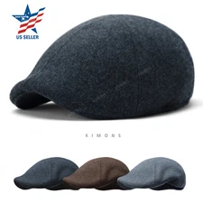 Wool Newsboy Gatsby Cap Ivy Hat Golf Mens Flat Cabbie Stripe X24