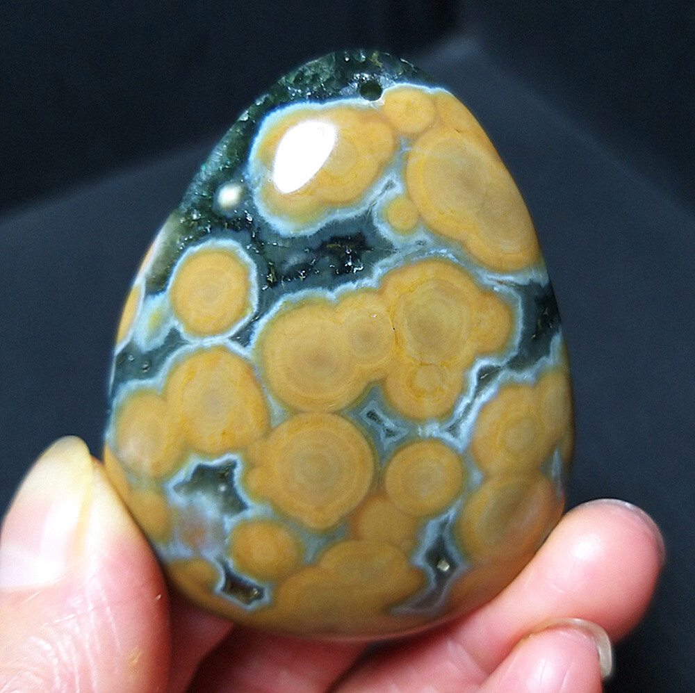 TOP 32G Natural Polished Orbicular Ocean Jasper 8th Vein Reiki
