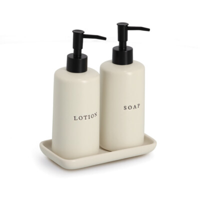 Seifen- und Lotionspender aus Keramik BATH STYLE, 3-teilig