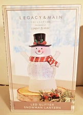Legacy & Main, LED Glitter Snowman Lantern. Requires 3 AA Batteries NOT included