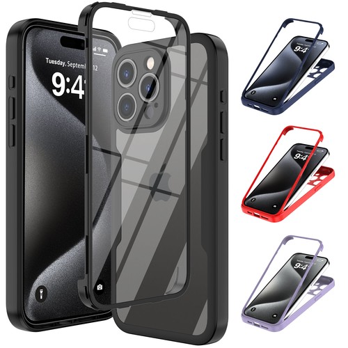Coque Intégrale Transparente pour iPhone 15 Pro Max,Plus avec Protecteur d'écran Intégré