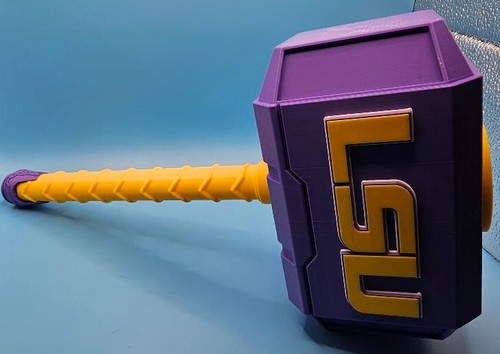 LSU Tigers 3D Print Fan Replica of Thor's Mjolnir Hammer in Team Colors Mancave - Picture 3 of 6