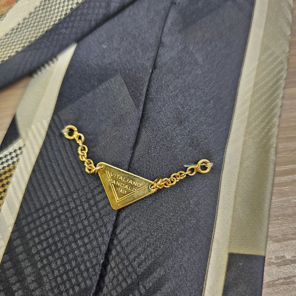 Галстук Vitaliano Pancaldi мужской черный красный Geo абстрактный шелковый галстук старые деньги ретро - Изображение 4 из 4