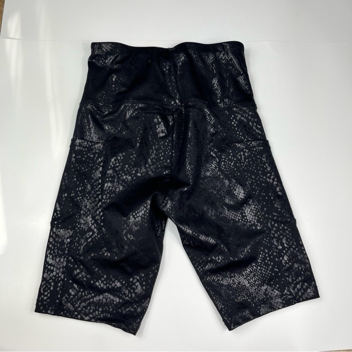 Shosho Black High Waisted Athletic Metallic Skakeskin Print