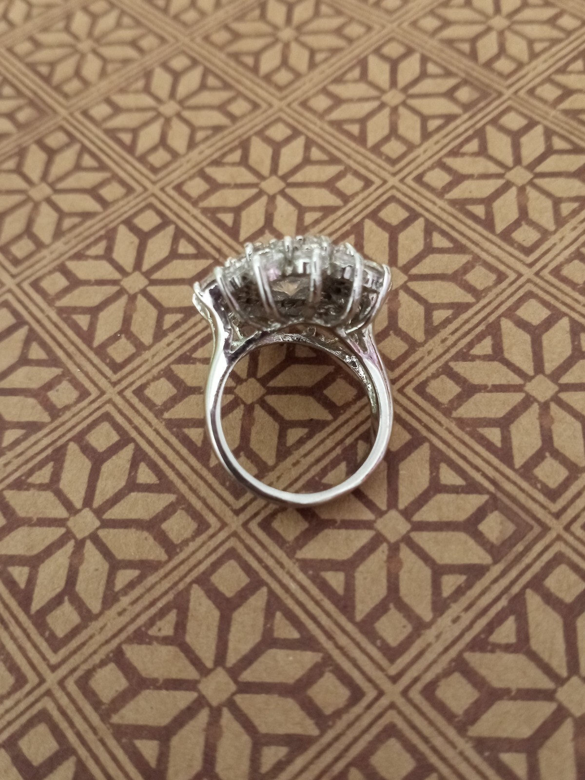 Clear Rhinestone Flower Statement Ring, Size 7.5 - image 4