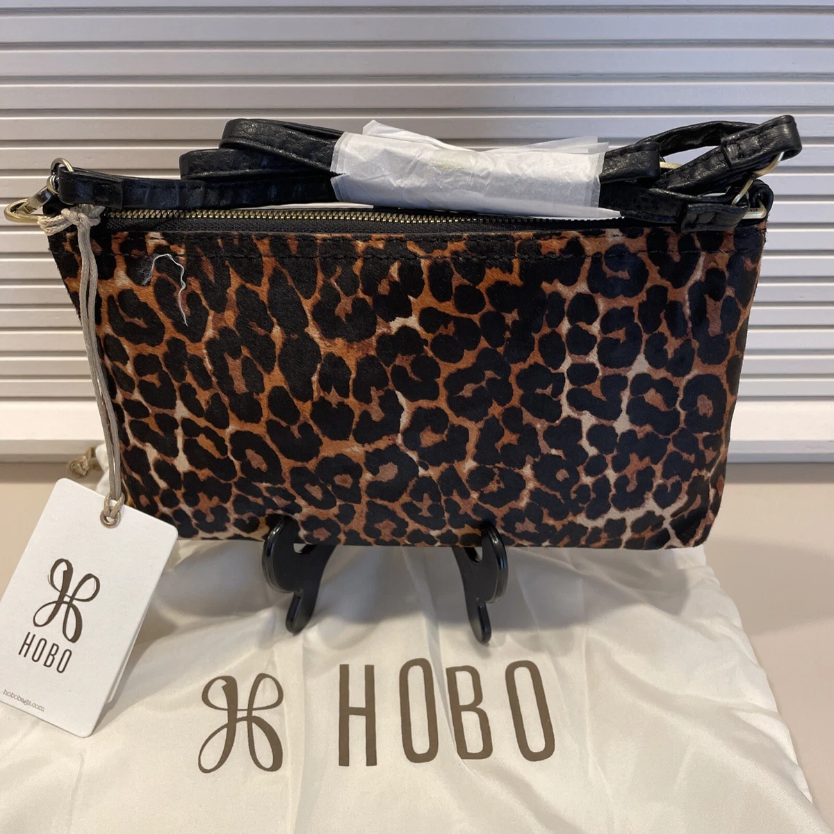 HOBO Int l Leopard Leather Darcy Convertible Clutch Crossbody Dust