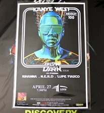 RARE Authentic Kanye West N.E.R.D Rihanna Lupe Glow in the Dark 2008 Tour Poster