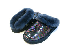 UGG CLUGGETTE SEQUIN WOMEN SLIPPERS SUEDE NAVY US 6 /UK 4 /EU 37 /JP 23