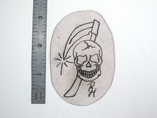 vtg 1960s Tattoo Flash acetate stencil Skull and Shining Sickle signed SK3