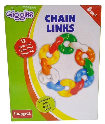 Funskool Giggles Chain Links 12Pcs Pack Toy for 6m+ Kids Game Multi Color
