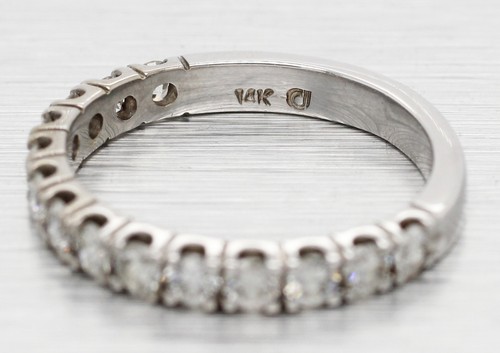 Vintage 0.60ctw Diamond Wedding Band Ring - 14k White Gold - Half-Eternity Style - Picture 3 of 7