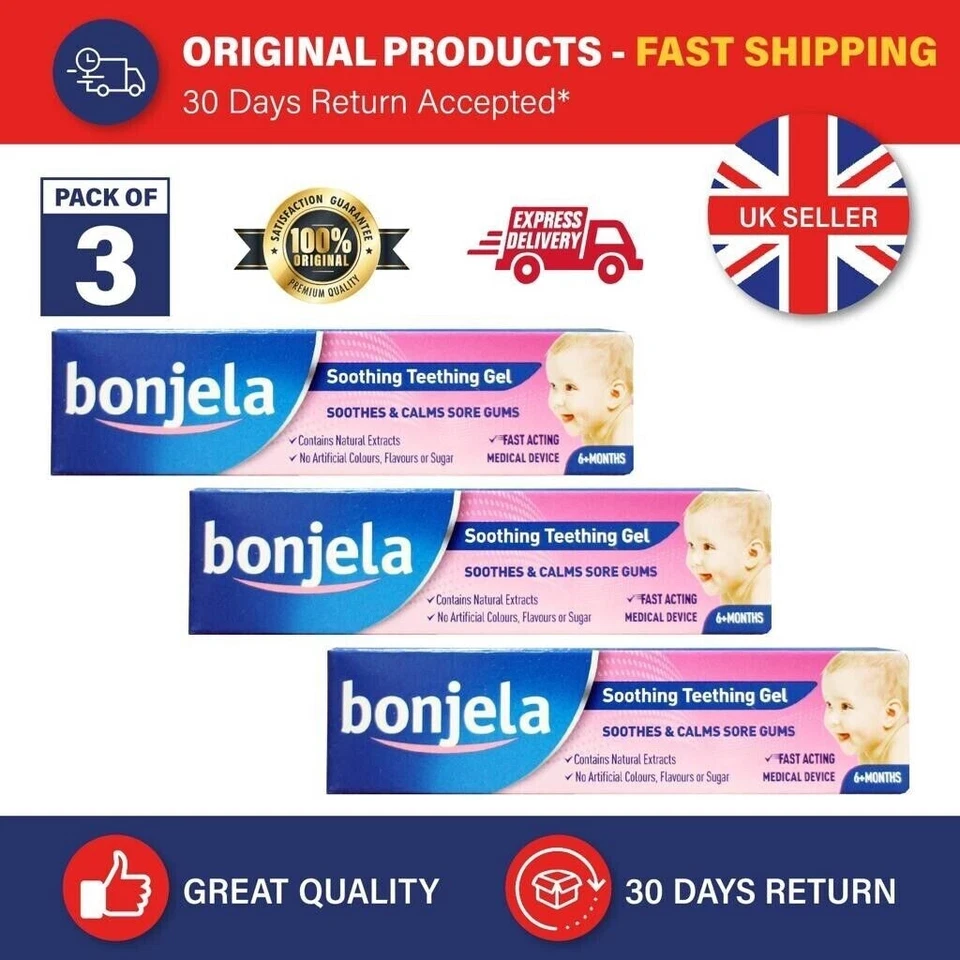 3x Bonjela Soothing Teething Gel Babies Children 6 Months + No Sugar 15g UK