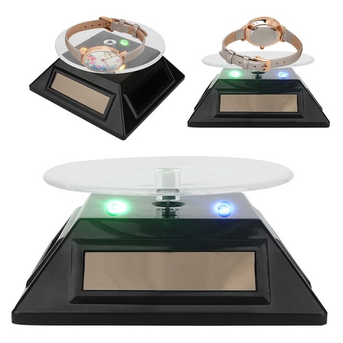 LED Licht Rotierende Solarenergie Schmuck Uhr Telefon Display Make-up Halter FAT - Bild 11 von 13