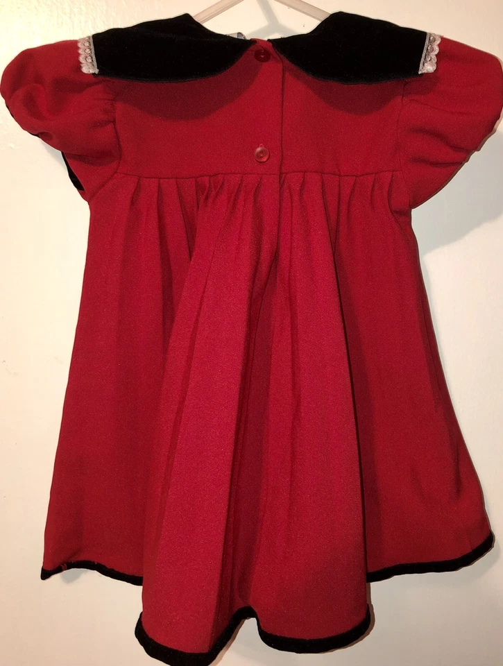 Expressions Baby Girl 18 Months Vintage Red Black Velvet Holiday Dress - Image 2 of 4