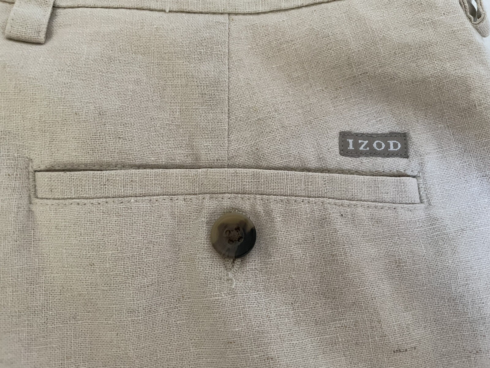 IZOD mens pleated linen blended chino shorts cream si… Gem