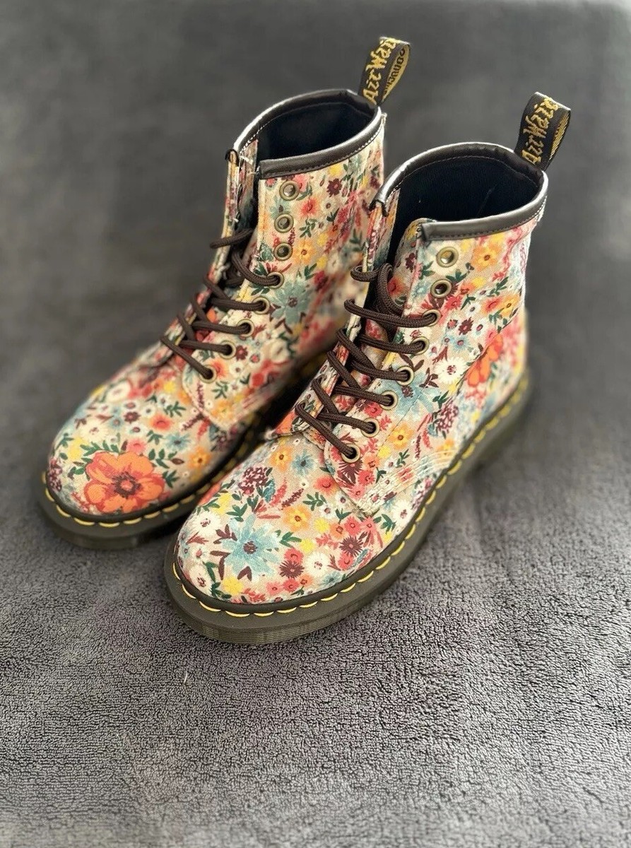 Doc/Dr Martens 1460 Wanderflower Wanderlust Floral Taupe Canvas