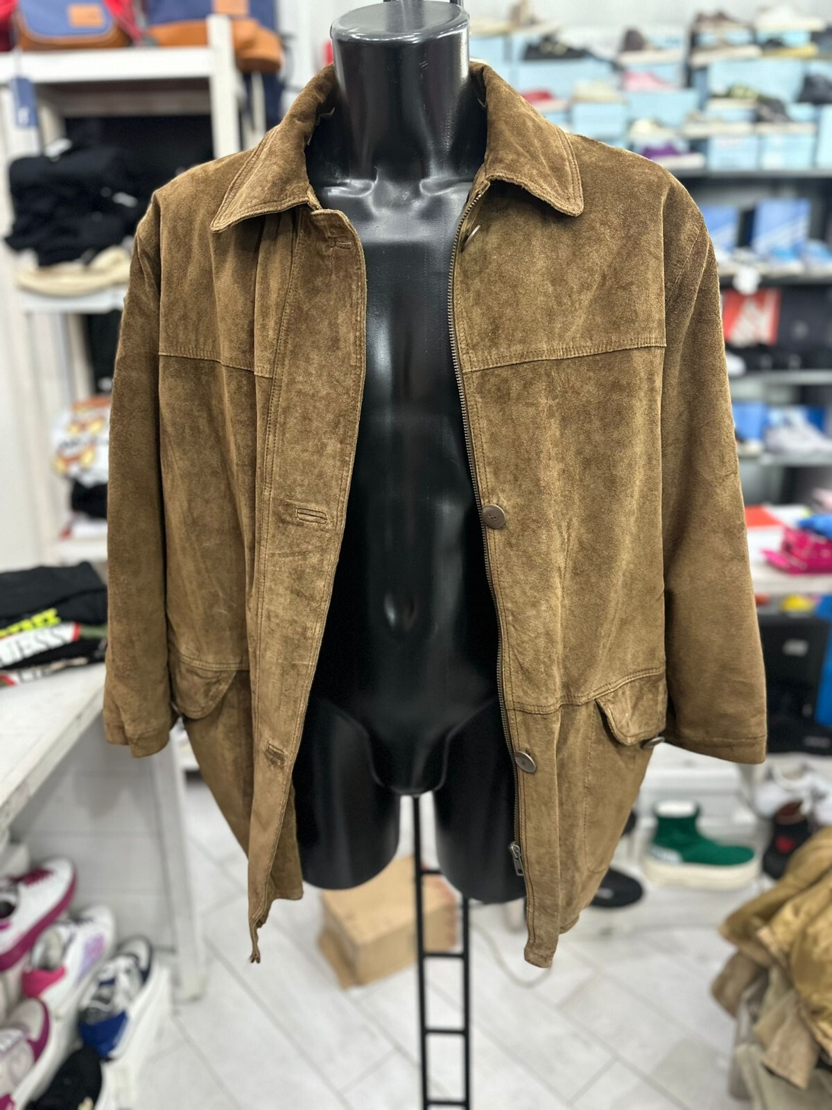 Genuine Leather Jacket Used Men's Size 52 Brown Worn LLV413