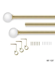 66"-120"  Clear Ball Curtain Rod - Project 62 - Antique Brass Finish