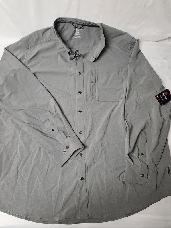 Swiss Tech NWT 3XL gray performance l/s shirt UPF 30 nylon wicking security pkt