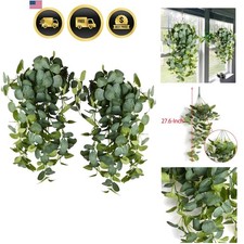 2pcs Artificial Hanging Plants Fake Eucalyptus Hanging Plant Artificial Green...