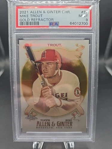 2021 Allen & Ginter Chrome Mike Trout Gold Refractor/50 PSA 9