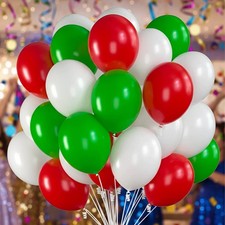 75 Christmas Party Balloons with Ribbon, 12 Inch