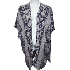 NWT ROMANTIC GYPSY Womens Blue Floral Oversized Kimono Cardigan 1X Boho Ethereal