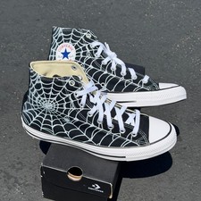 Spiderwebs on Black Converse Chuck Taylor High Top Sneakers Custom