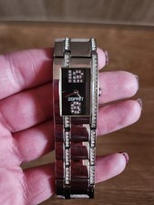 Damenarmbanduhr ESPRIT 12-6 Schwarz Houston 4430913 Edelstahl mit Strasssteinen