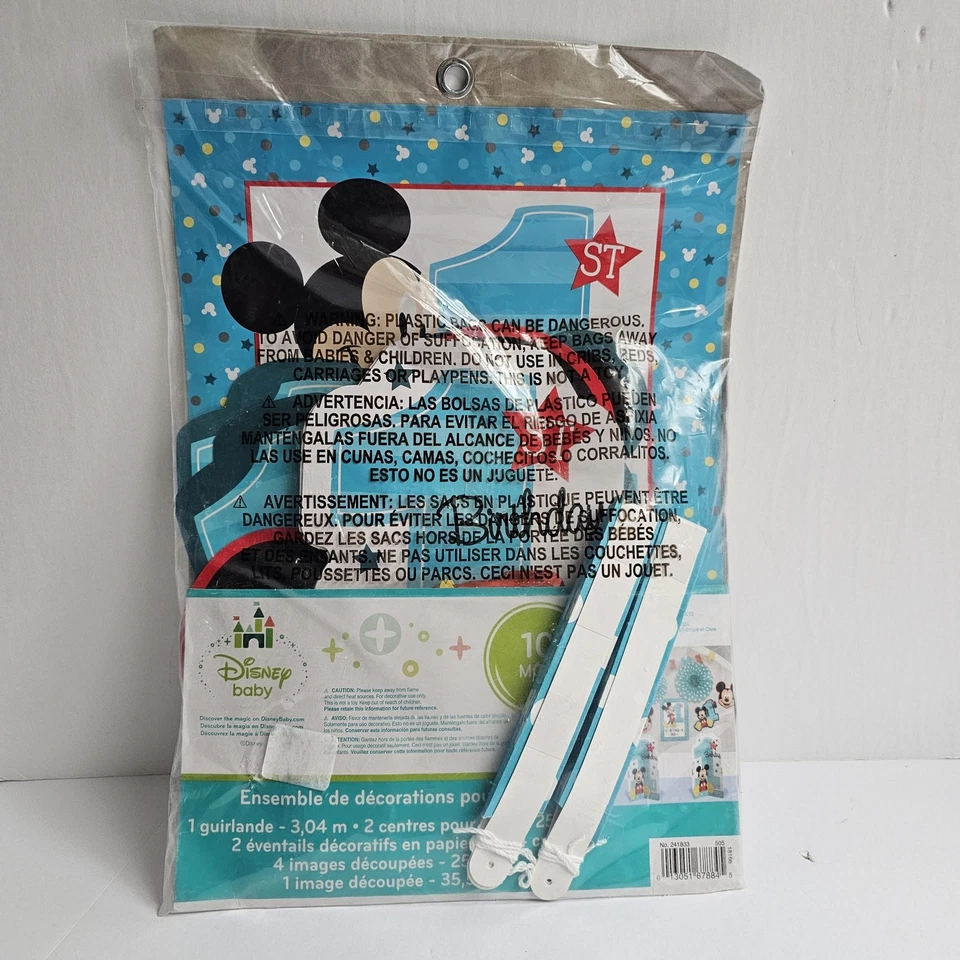 Disney Bebé Mickey Mouse Kit de Decoración de Habitación 10 Piezas 1er Cumpleaños Fiesta Set Foto 4 de 4