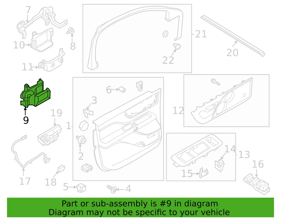 Manija de puerta delantera izquierda original Ford Lincoln Aviator 2020-2024 LC5Z-5422601-AF Foto 3 de 4