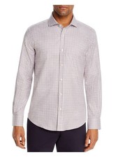 DYLAN GRAY Mens Brown Gingham Long Sleeve Collared Classic Button Down Shirt L
