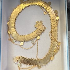 Gold Coin Belly Dance Hip Belt with Geometric Prints