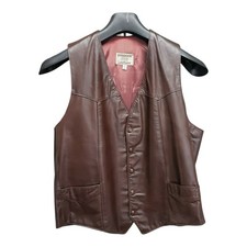 Vtg Ruddock Leathers Flying R Western Cowboy Vest Men's 42R Brown Made In USA