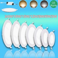 3W-24W Ultra Slim Recessed LED Flat Panel Ceiling Lights Spotlights Downlights