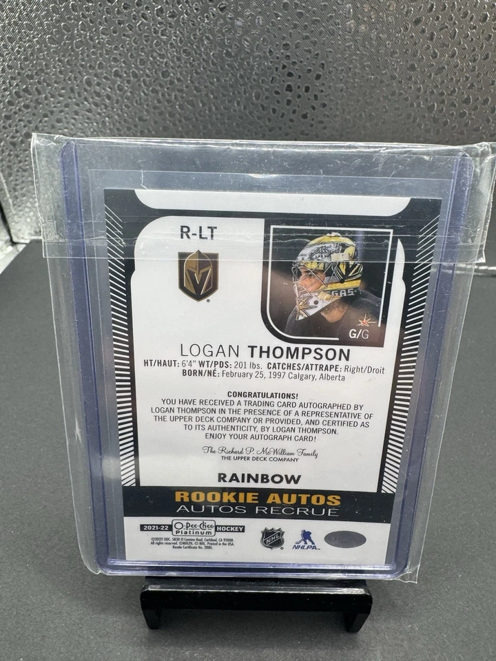2021-22 O Pee Chee Platinum  Logan Thompson Rainbow Rookie Auto 🔥 # R-LT 🔥 - Image 2 of 2