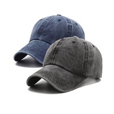 2 Packs Vintage Washed Distressed Baseball Cap Dad Golf Hat Black Blue