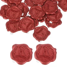 24pcs Wax Seal Stickers Wedding Envelope Seal Stickers Wine Red