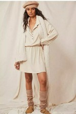 Free People Beach Matilda Linen Blend Mini Dress, Ivory Size XS Oversized