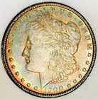 1900 MORGAN DOLLAR BEAUTIFUL RAINBOW. ORIGINAL BAG TONER. GEM BU+++ NR #P64889