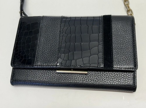 Treasure & Bond Black Pebbled Leather Crossbody Purse Bag Clutch Gold Hardware - Picture 11 of 12