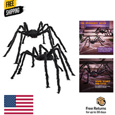 2 Pack 5 Ft Halloween Outdoor Decorations Hairy Black Spider, Scary Giant
