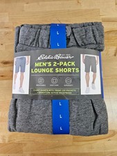 L / LARGE - GREY / BLUE - 2-Pack Men's Eddie Bauer Everyday Lounge Shorts