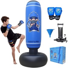 Fomenta el juego activo: juego de saco de boxeo inflable de 66 pulgadas con guantes y bomba